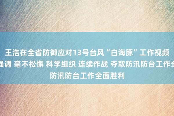 王浩在全省防御应对13号台风“白海豚”工作视频会议上强调 毫不松懈 科学组织 连续作战 夺取防汛防台工作全面胜利