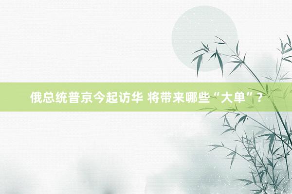 俄总统普京今起访华 将带来哪些“大单”？