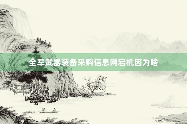 全军武器装备采购信息网宕机因为啥