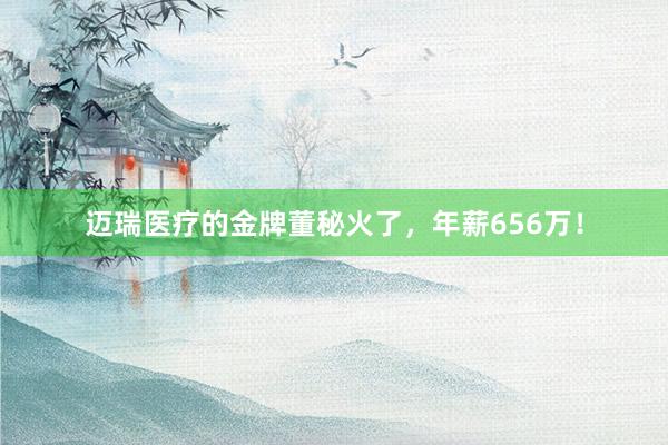迈瑞医疗的金牌董秘火了，年薪656万！