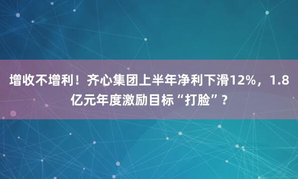 增收不增利！齐心集团上半年净利下滑12%，1.8亿元年度激励目标“打脸”？