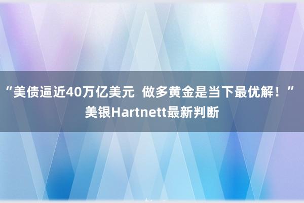 “美债逼近40万亿美元  做多黄金是当下最优解！” 美银Hartnett最新判断