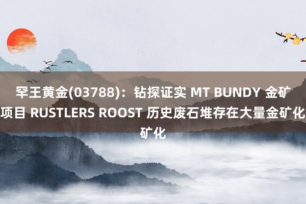 罕王黄金(03788)：钻探证实 MT BUNDY 金矿项目 RUSTLERS ROOST 历史废石堆存在大量金矿化
