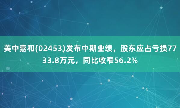 美中嘉和(02453)发布中期业绩，股东应占亏损7733.8万元，同比收窄56.2%