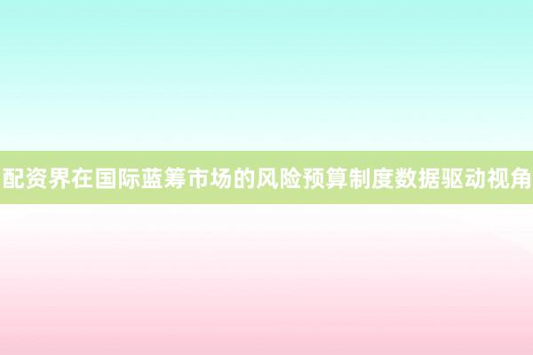 配资界在国际蓝筹市场的风险预算制度数据驱动视角