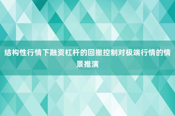 结构性行情下融资杠杆的回撤控制对极端行情的情景推演