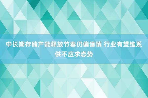 中长期存储产能释放节奏仍偏谨慎 行业有望维系供不应求态势