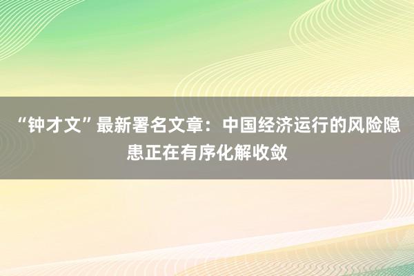 “钟才文”最新署名文章:中国经济运行的风险隐患正在有序化解收敛
