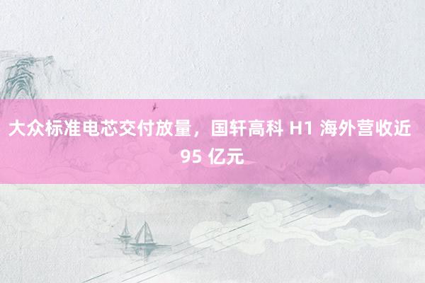 大众标准电芯交付放量，国轩高科 H1 海外营收近 95 亿元