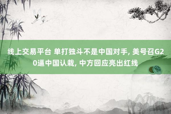 线上交易平台 单打独斗不是中国对手, 美号召G20逼中国认栽, 中方回应亮出红线