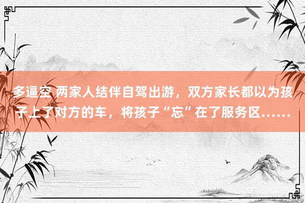 多逼空 两家人结伴自驾出游，双方家长都以为孩子上了对方的车，将孩子“忘”在了服务区……