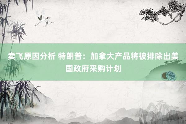 卖飞原因分析 特朗普：加拿大产品将被排除出美国政府采购计划