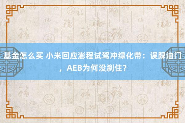 基金怎么买 小米回应澎程试驾冲绿化带：误踩油门，AEB为何没刹住？