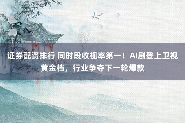 证券配资排行 同时段收视率第一！AI剧登上卫视黄金档，行业争夺下一轮爆款