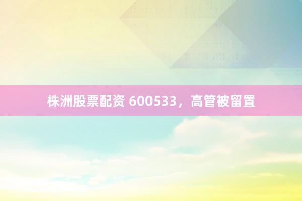 株洲股票配资 600533，高管被留置