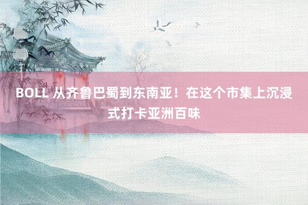 BOLL 从齐鲁巴蜀到东南亚！在这个市集上沉浸式打卡亚洲百味