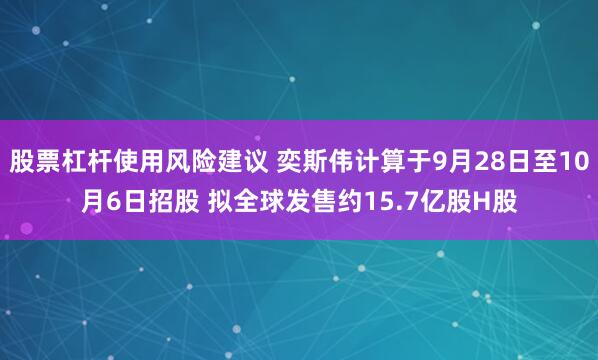 股票杠杆使用风险建议 奕斯伟计算于9月28日至10月6日招股 拟全球发售约15.7亿股H股