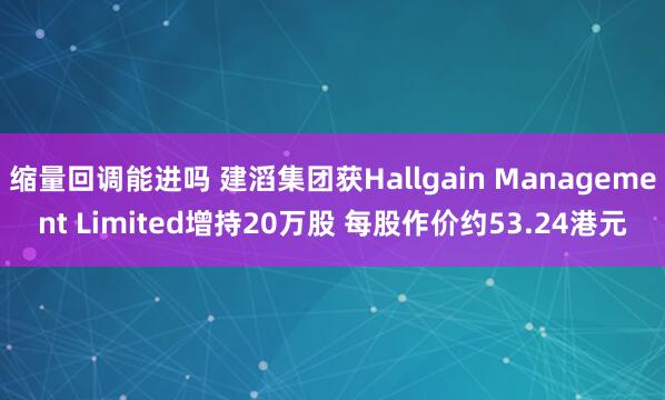 缩量回调能进吗 建滔集团获Hallgain Management Limited增持20万股 每股作价约53.24港元