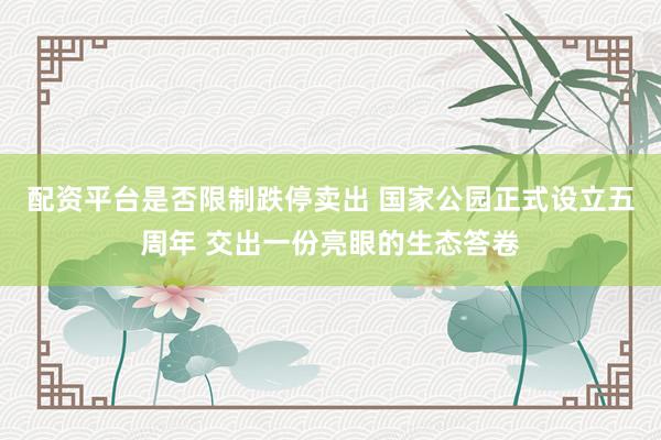 配资平台是否限制跌停卖出 国家公园正式设立五周年 交出一份亮眼的生态答卷